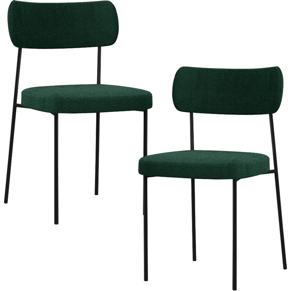 Kit 02 Cadeiras Estofadas Para Sala De Jantar Melina L02 Bouclê Verde - Lyam Decor