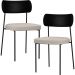 Kit 02 Cadeiras Estofadas Para Sala De Jantar Melina L02 Couríssimo Preto Linho Cru - Lyam Decor