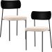 Kit 02 Cadeiras Estofadas Para Sala De Jantar Melina L02 Couríssimo Preto Suede Bege - Lyam Decor