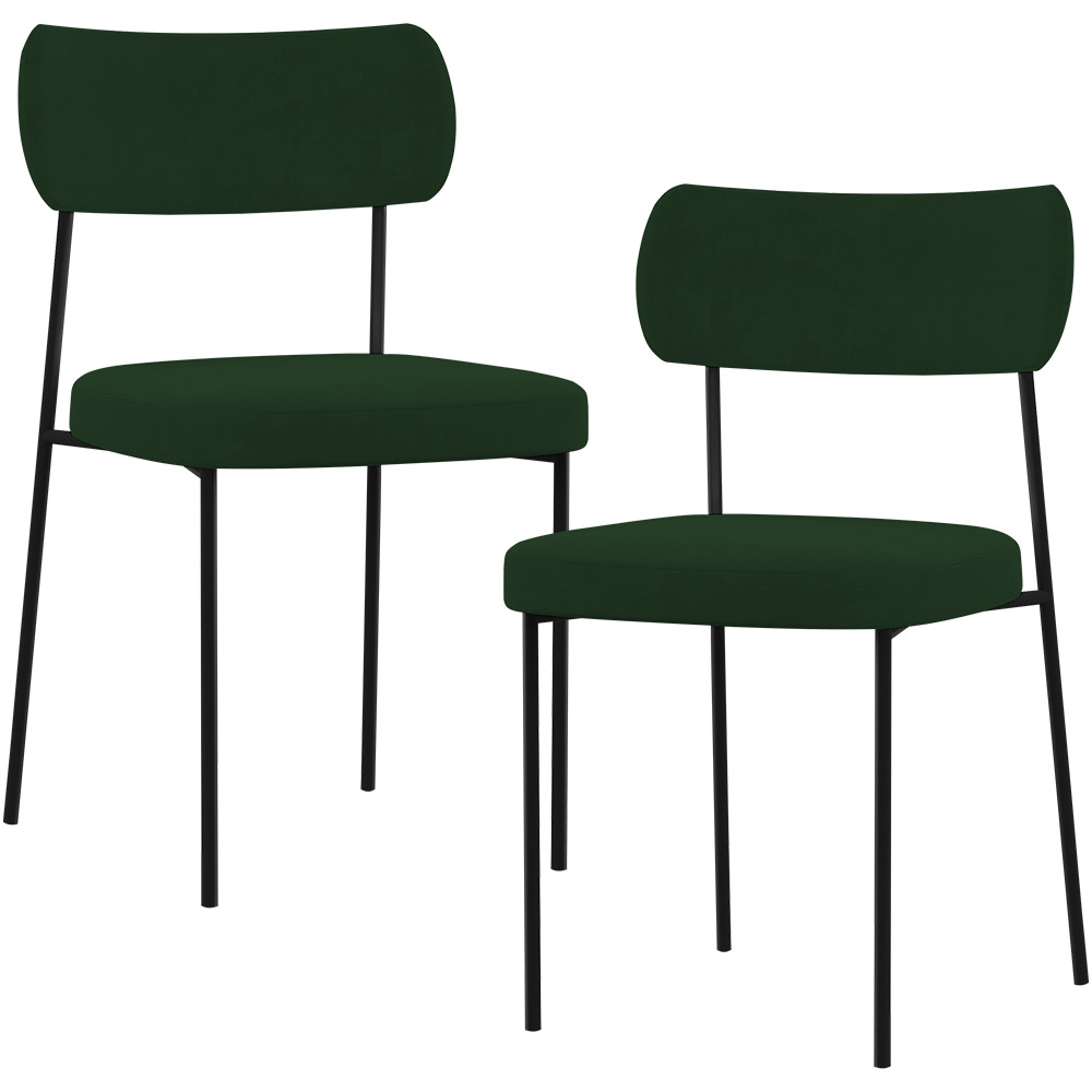 Kit 02 Cadeiras Estofadas Para Sala De Jantar Melina L02 Suede Verde Musgo - Lyam Decor