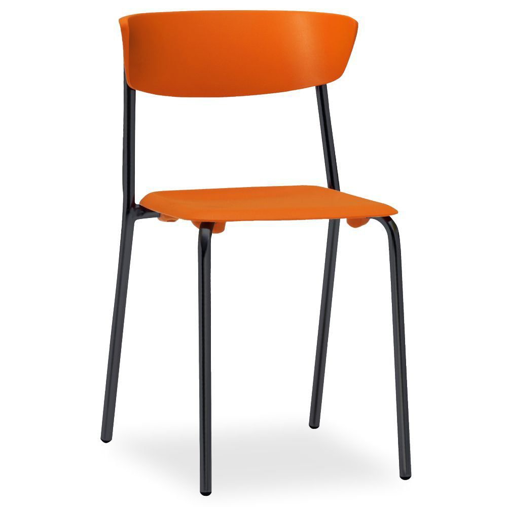 Kit 02 Cadeiras Fixa Base Preta Empilhável Bit F02 Laranja - Lyam Decor