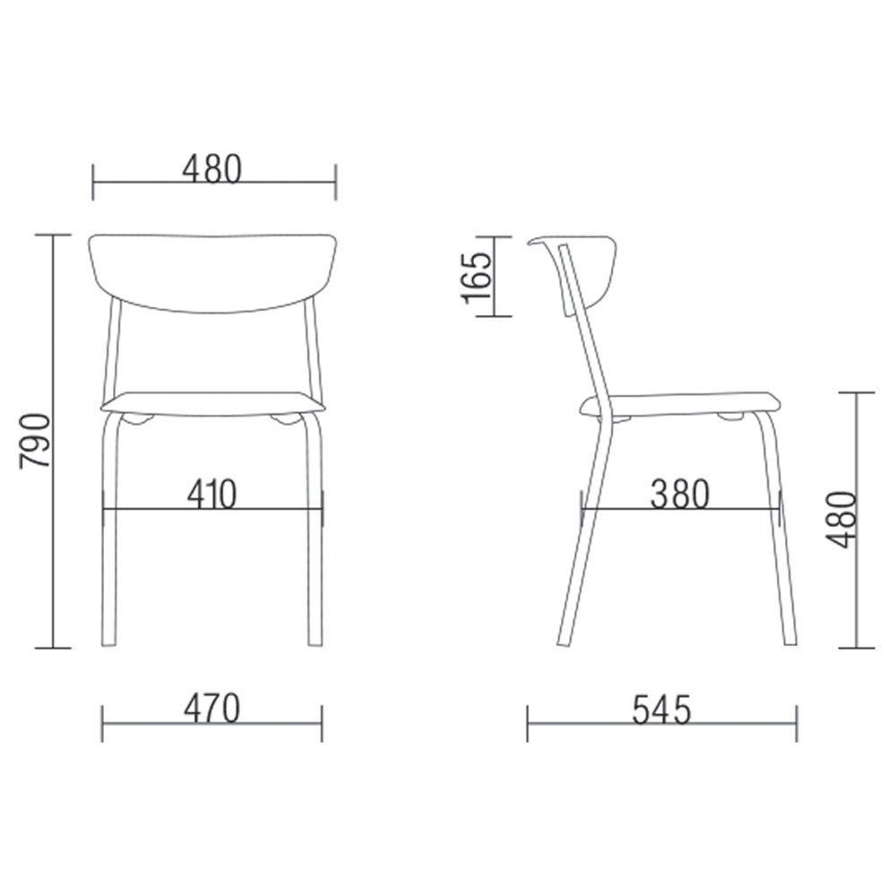 Kit 02 Cadeiras Fixa Base Preta Empilhável Bit F02 Preto - Lyam Decor