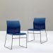 Kit 02 Cadeiras Fixa Base Preta Empilhável Connect F02 Azul Marinho - Lyam Decor