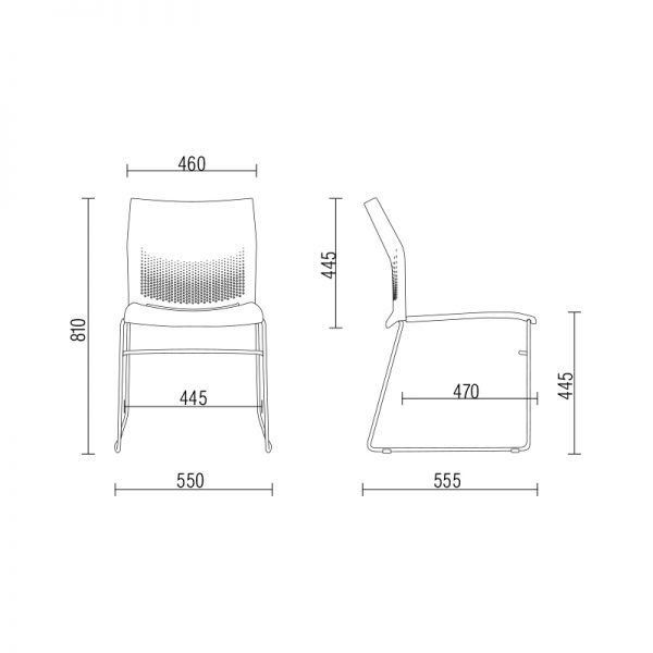 Kit 02 Cadeiras Fixa Base Preta Empilhável Connect F02 Azul Marinho - Lyam Decor
