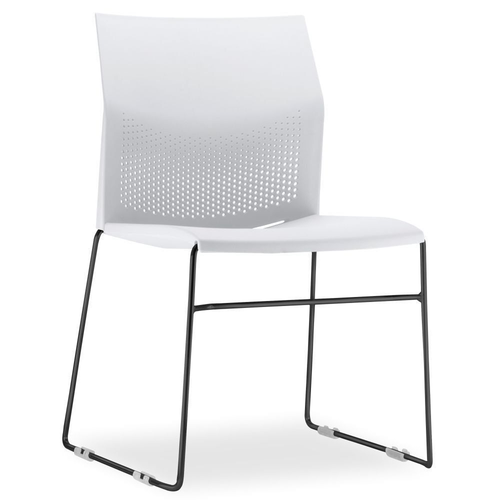 Kit 02 Cadeiras Fixa Base Preta Empilhável Connect F02 Branco - Lyam Decor