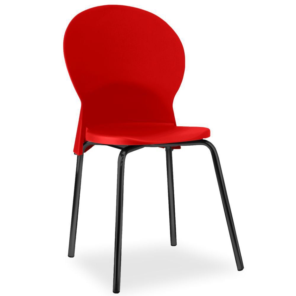 Kit 02 Cadeiras Fixa Base Preta Luna F02 Vermelho - Lyam Decor