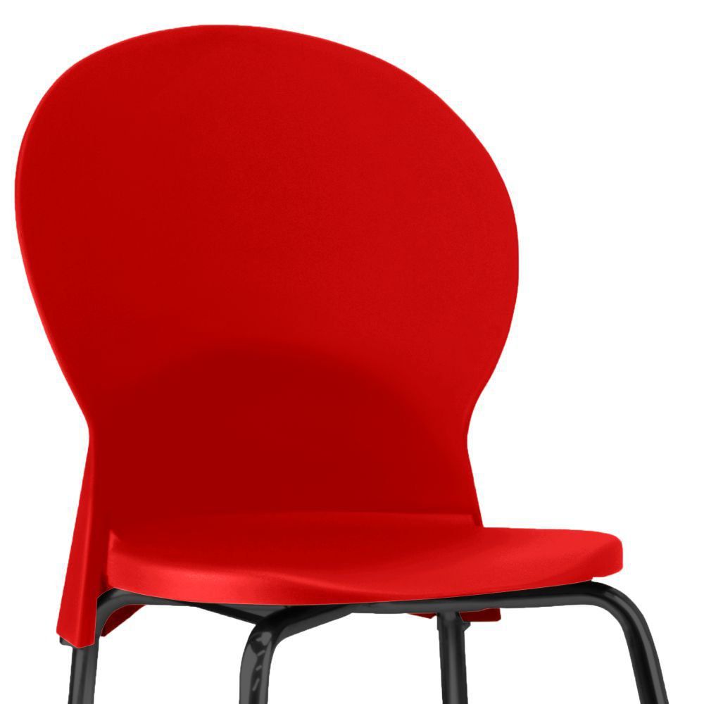 Kit 02 Cadeiras Fixa Base Preta Luna F02 Vermelho - Lyam Decor