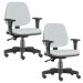 Kit 02 Cadeiras Giratória Job L02 Executiva Ergonômica Escritório Couro Sintético Branco - Lyam Decor