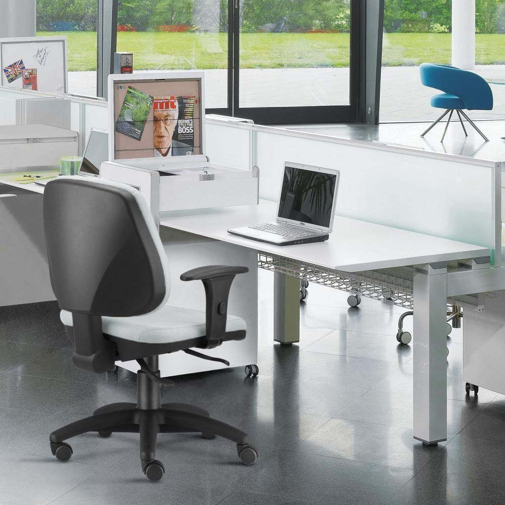 Kit 02 Cadeiras Giratória Job L02 Executiva Ergonômica Escritório Couro Sintético Branco - Lyam Decor