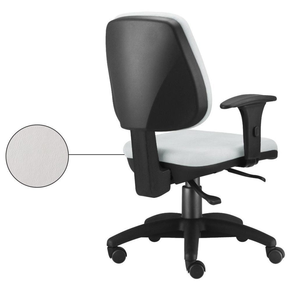 Kit 02 Cadeiras Giratória Job L02 Executiva Ergonômica Escritório Couro Sintético Branco - Lyam Decor