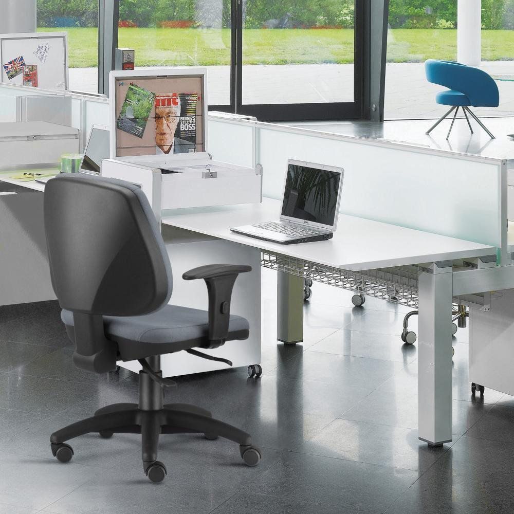 Kit 02 Cadeiras Giratória Job L02 Executiva Ergonômica Escritório Couro Sintético Cinza- Lyam Decor