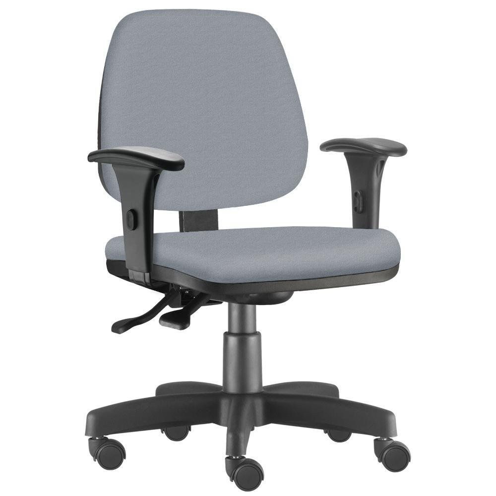 Kit 02 Cadeiras Giratória Job L02 Executiva Ergonômica Escritório Couro Sintético Cinza- Lyam Decor