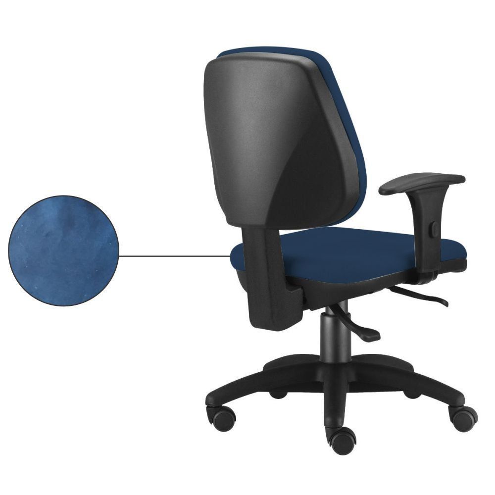 Kit 02 Cadeiras Giratória Job L02 Executiva Ergonômica Escritório Crepe Azul Marinho - Lyam Decor