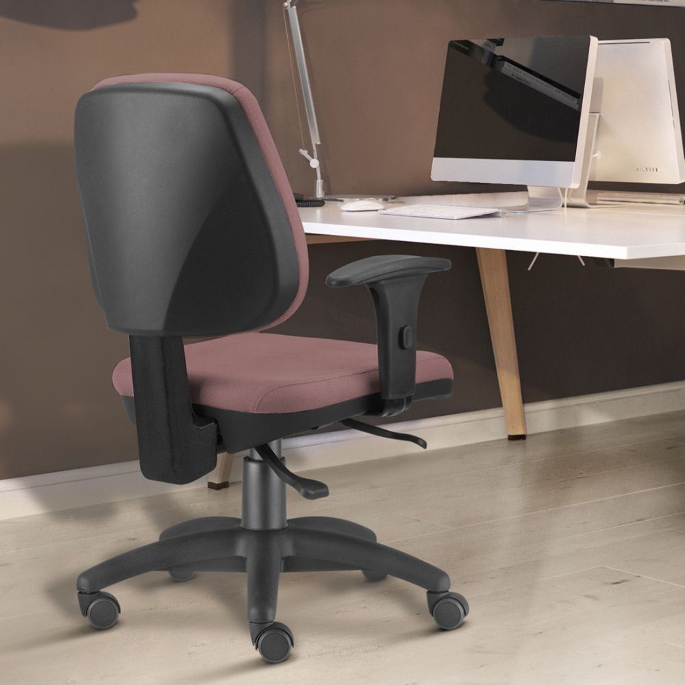 Kit 02 Cadeiras Giratória Job L02 Executiva Ergonômica Escritório Suede Rosê - Lyam Decor