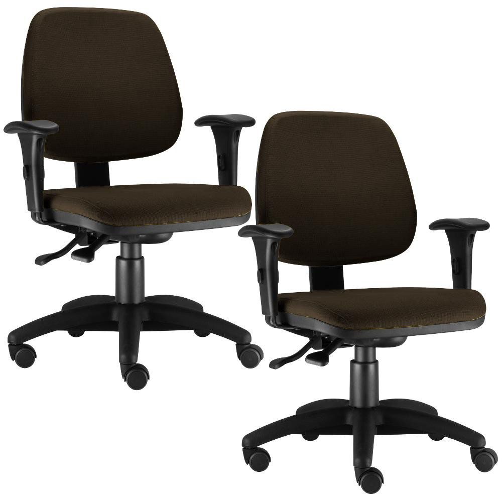 Kit 02 Cadeiras Giratória Job L02 Executiva Ergonomica Suede Marrom - Lyam Decor