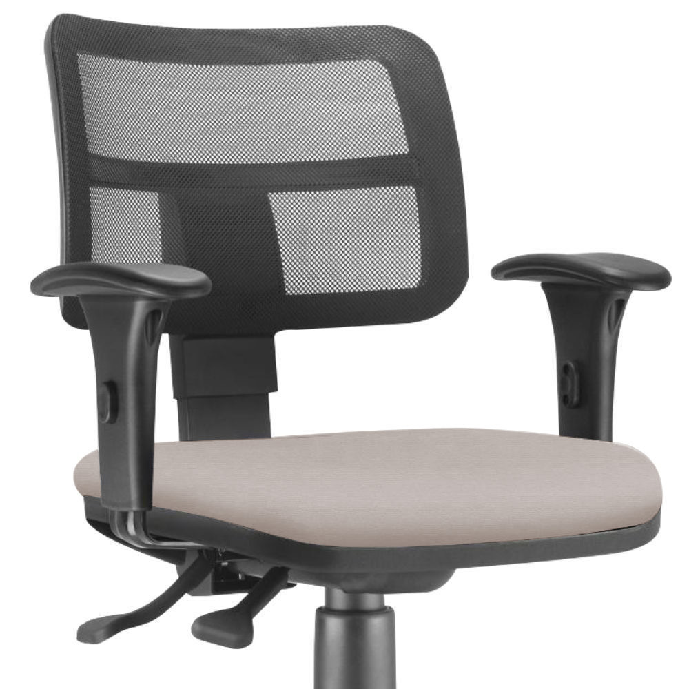 Kit 02 Cadeiras Giratória Zip L02 Executiva Ergonômica Escritório Linho Bege - Lyam Decor