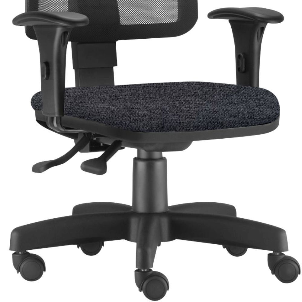 Kit 02 Cadeiras Giratória Zip L02 Executiva Ergonômica Escritório Linho Chumbo - Lyam Decor