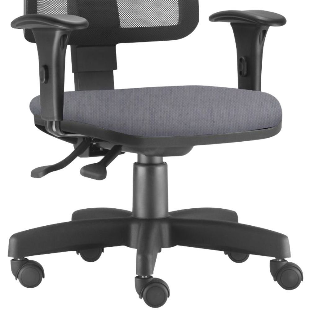 Kit 02 Cadeiras Giratória Zip L02 Executiva Ergonômica Escritório Linho Cinza - Lyam Decor