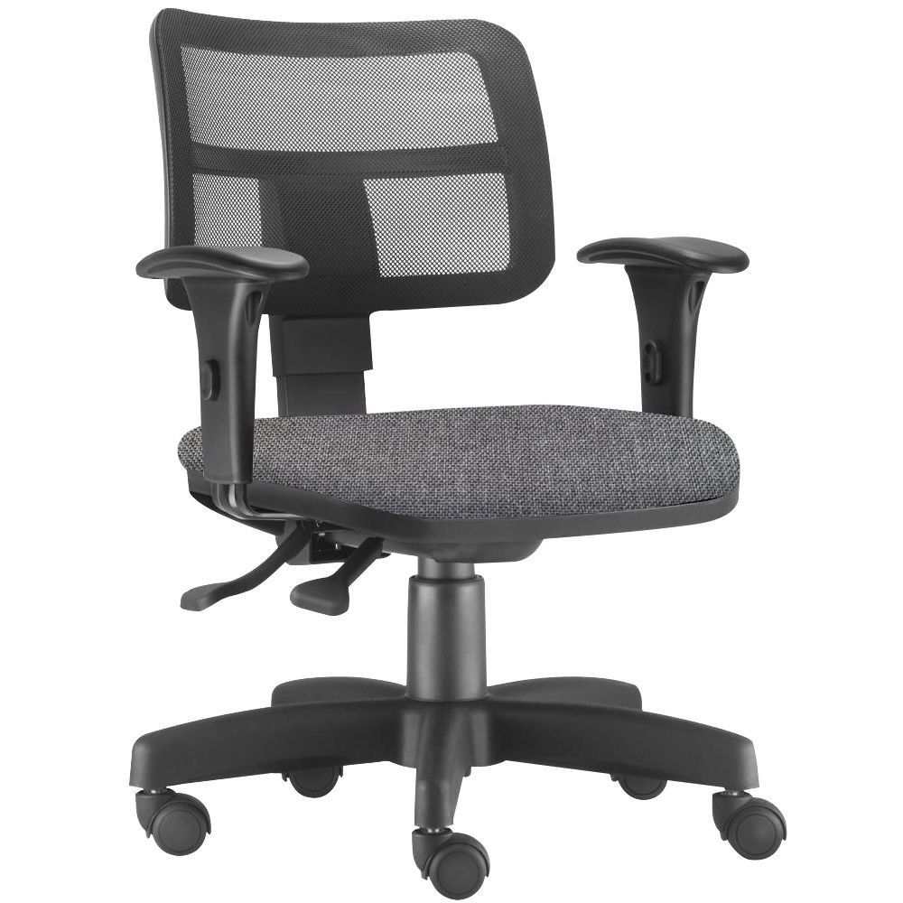 Kit 02 Cadeiras Giratória Zip L02 Executiva Ergonômica Escritório Linho Cinza Escuro - Lyam Decor