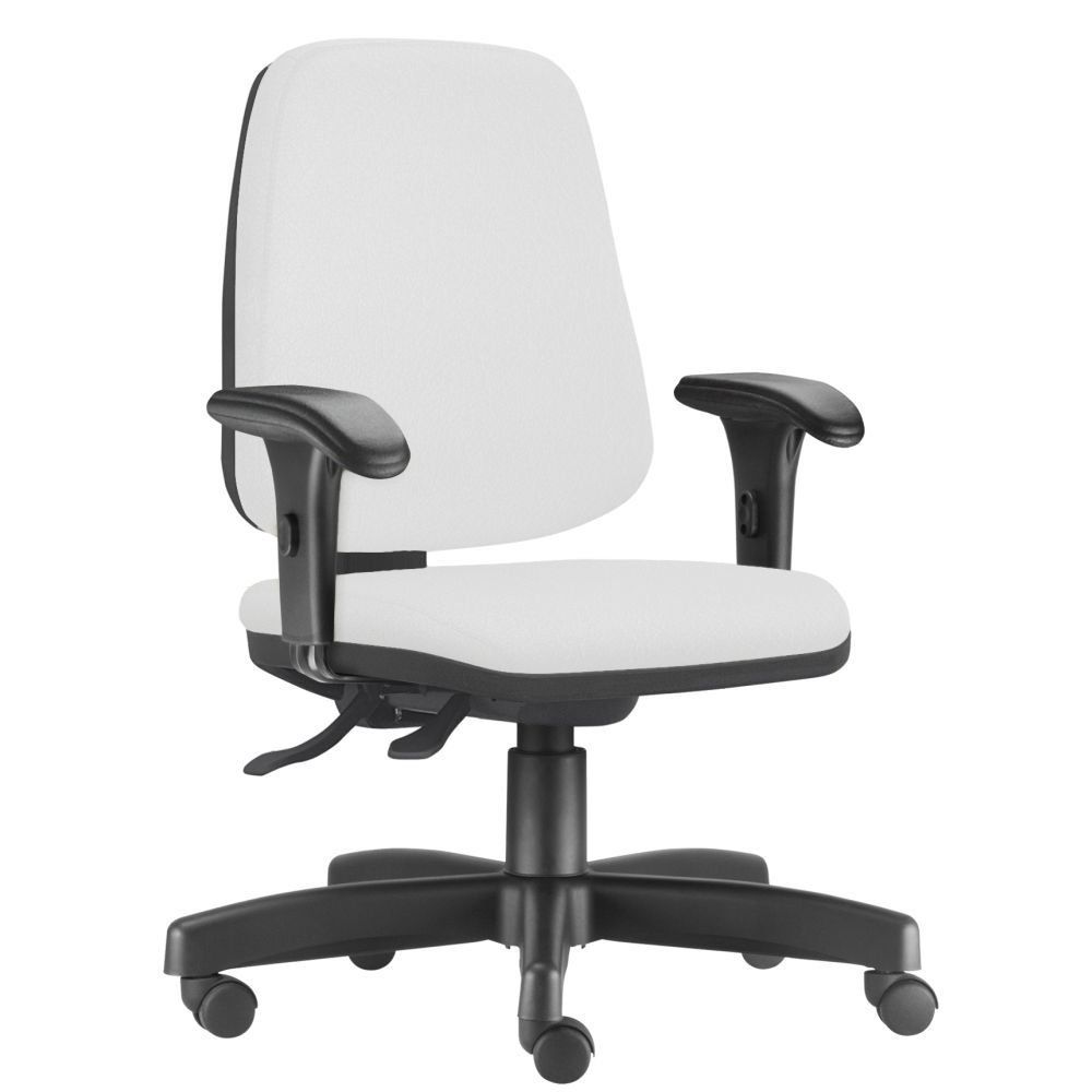 Kit 02 Cadeiras Giratórias Job L02 Diretor Executiva Couro Sintético Branco - Lyam Decor