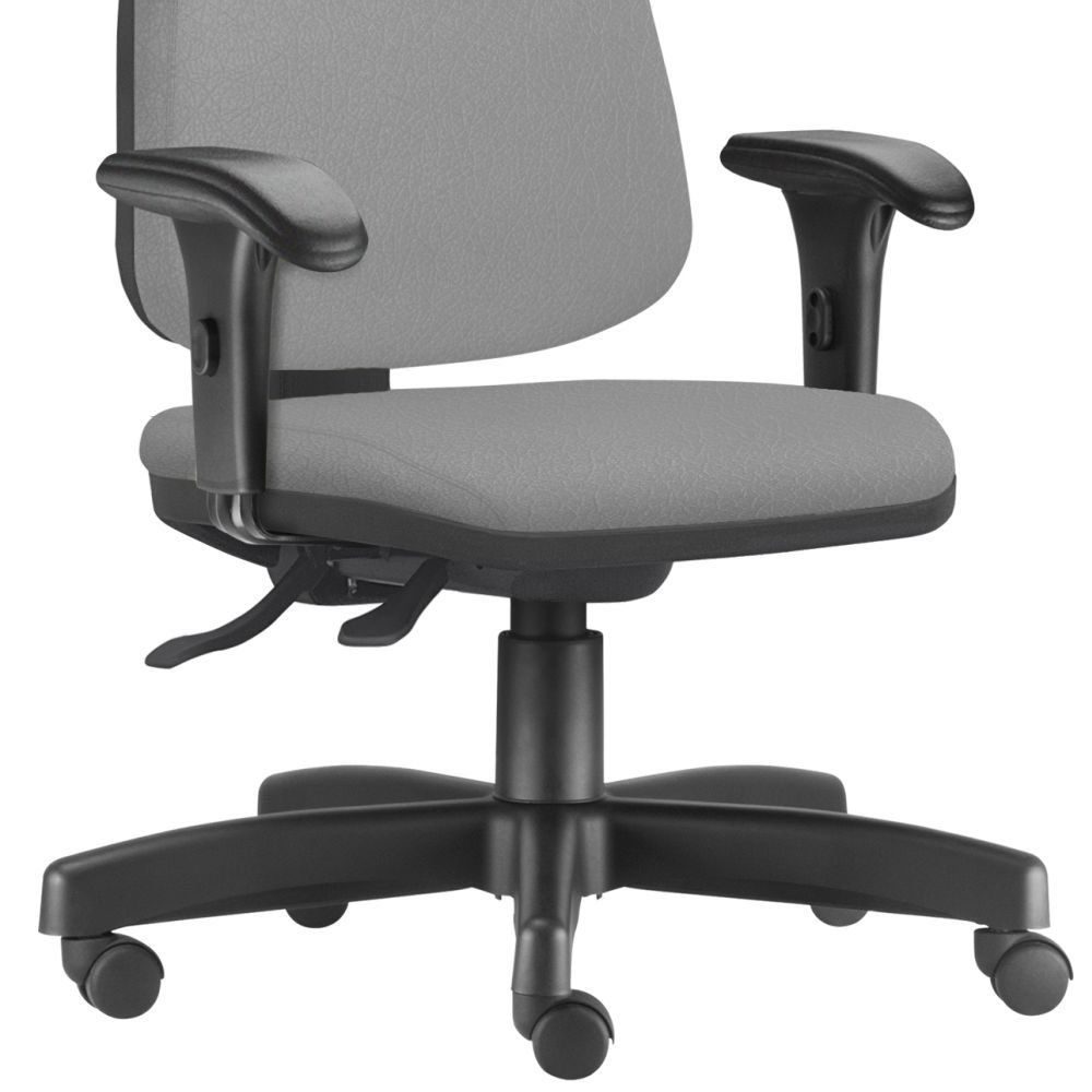 Kit 02 Cadeiras Giratórias Job L02 Diretor Executiva Couro Sintético Cinza - Lyam Decor