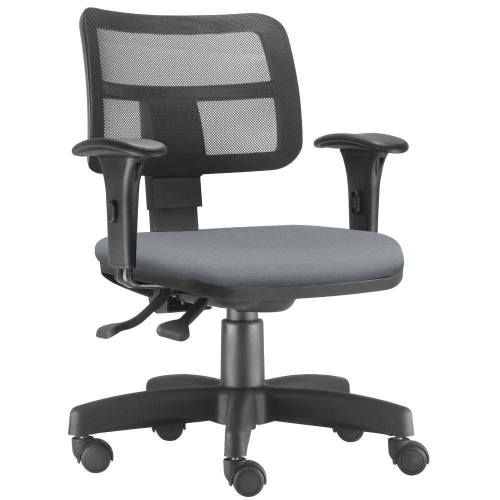 Kit 02 Cadeiras Giratórias Zip L02 Executiva Ergonômica Escritório Crepe Cinza - Lyam Decor