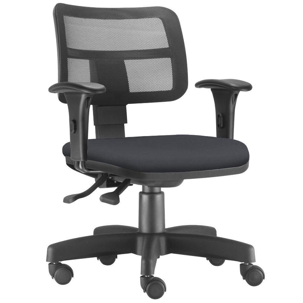 Kit 02 Cadeiras Giratórias Zip L02 Executiva Ergonômica Escritório Crepe Preto - Lyam Decor
