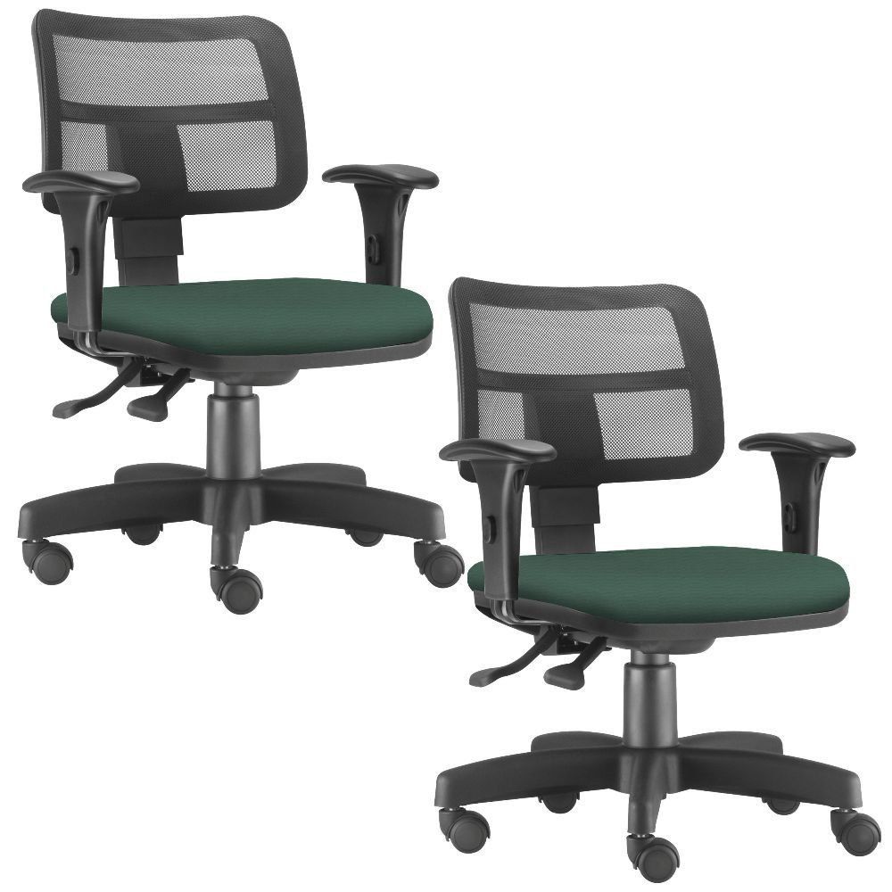 Kit 02 Cadeiras Giratórias Zip L02 Executiva Ergonômica Escritório Crepe Verde Musgo - Lyam Decor