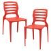 Kit 02 Cadeiras Para Cozinha Área Gourmet Jardim Empilhável Larsen P03 Vermelho - Lyam Decor