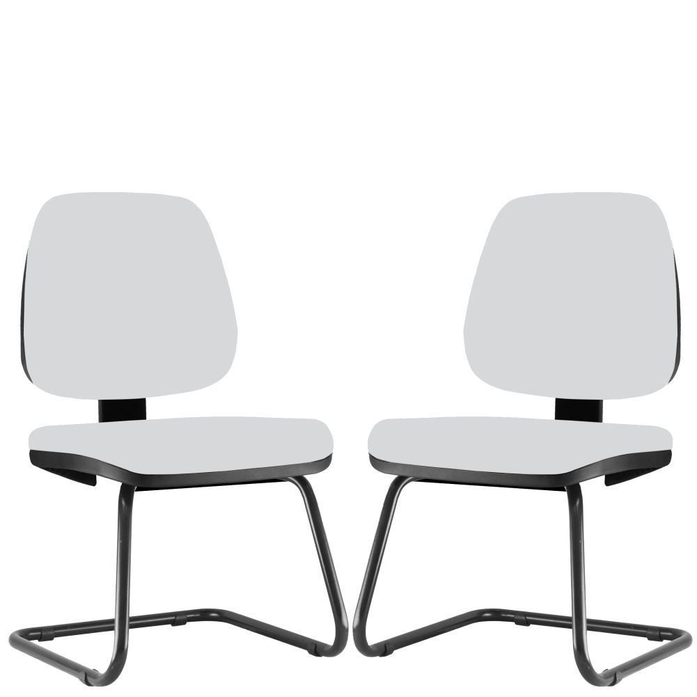 Kit 02 Cadeiras Para Escritório Job L02 Fixa Couro Sintético Branco - Lyam Decor