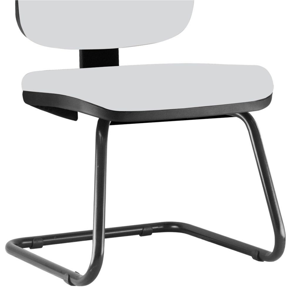 Kit 02 Cadeiras Para Escritório Job L02 Fixa Couro Sintético Branco - Lyam Decor