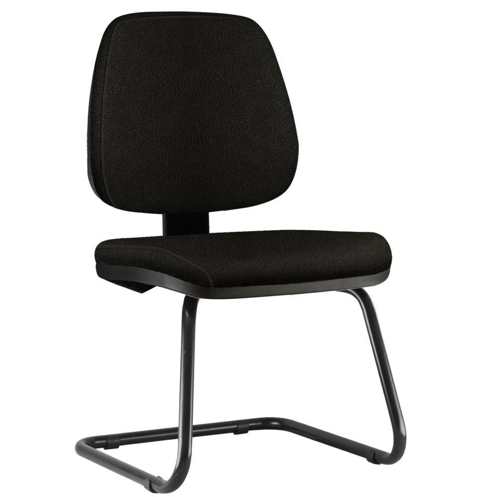 Kit 02 Cadeiras Para Escritório Job L02 Fixa Couro Sintético Preto - Lyam Decor