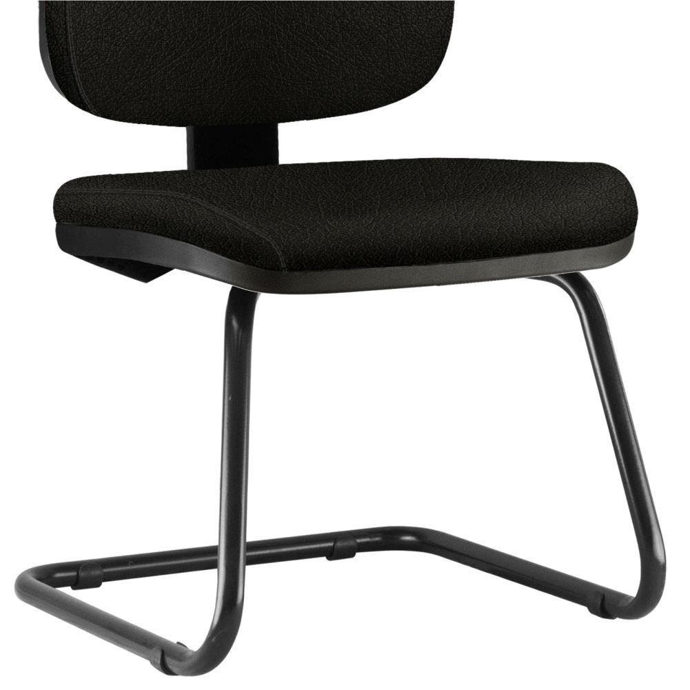 Kit 02 Cadeiras Para Escritório Job L02 Fixa Couro Sintético Preto - Lyam Decor