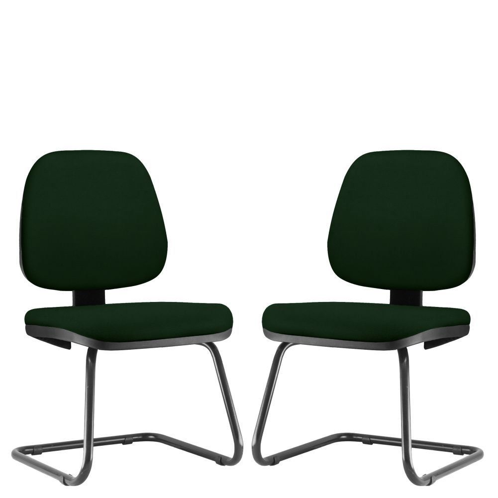 Kit 02 Cadeiras Para Escritório Job L02 Fixa Crepe Verde Musgo - Lyam Decor