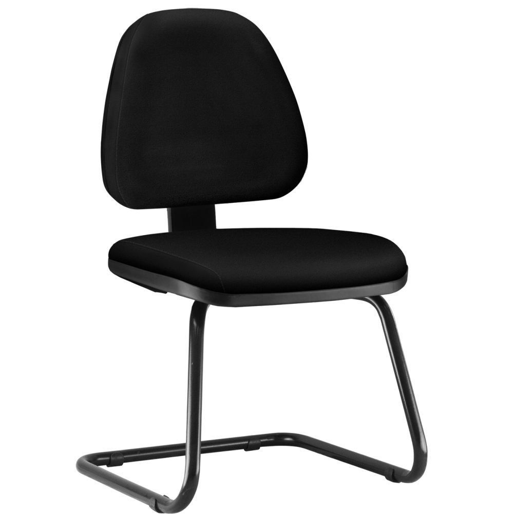 Kit 02 Cadeiras Para Escritório Sky L02 Fixa Couro Sintético Preto - Lyam Decor