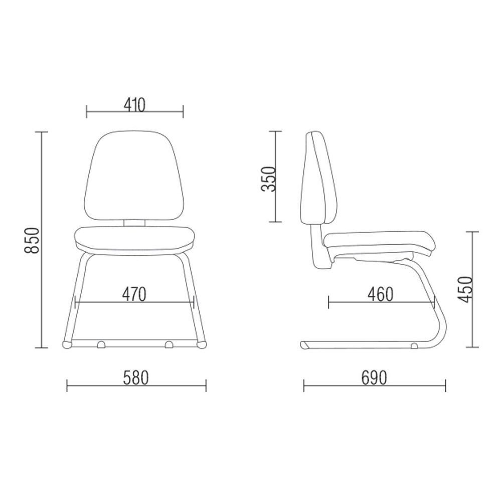 Kit 02 Cadeiras Para Escritório Sky L02 Fixa Crepe Preto - Lyam Decor