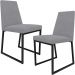 Kit 02 Cadeiras Para Sala De Jantar Base Aço Industrial Preto Dafne L02 Suede Cinza - Lyam Decor