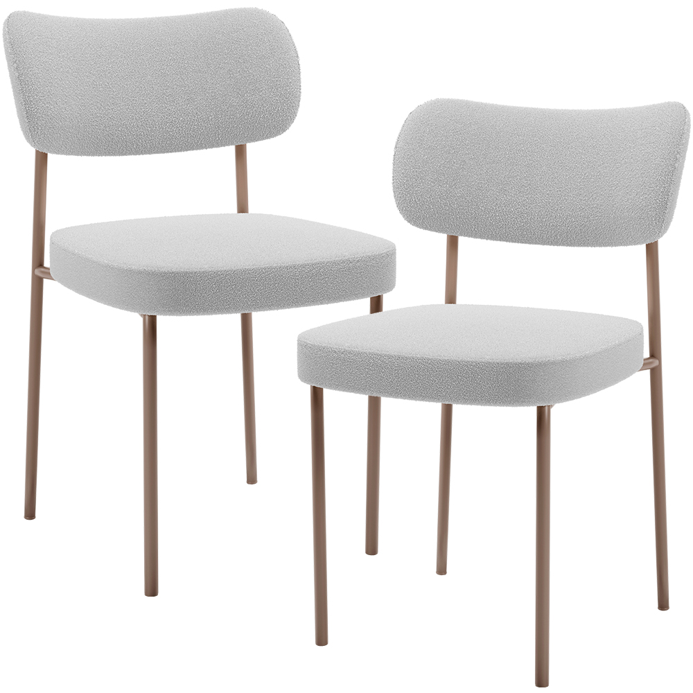 Kit 02 Cadeiras Para Sala De Jantar Melina Base Arena L02 Bouclê Cinza - Lyam Decor