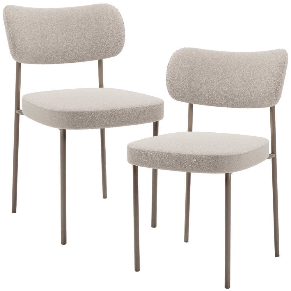 Kit 02 Cadeiras Para Sala De Jantar Melina Base Arena L02 Bouclê Creme - Lyam Decor