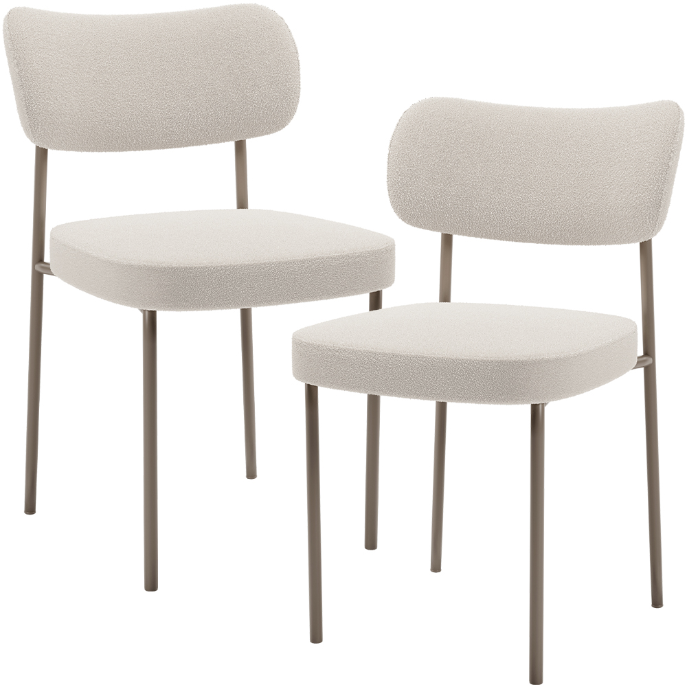 Kit 02 Cadeiras Para Sala De Jantar Melina Base Arena L02 Bouclê Cru - Lyam Decor
