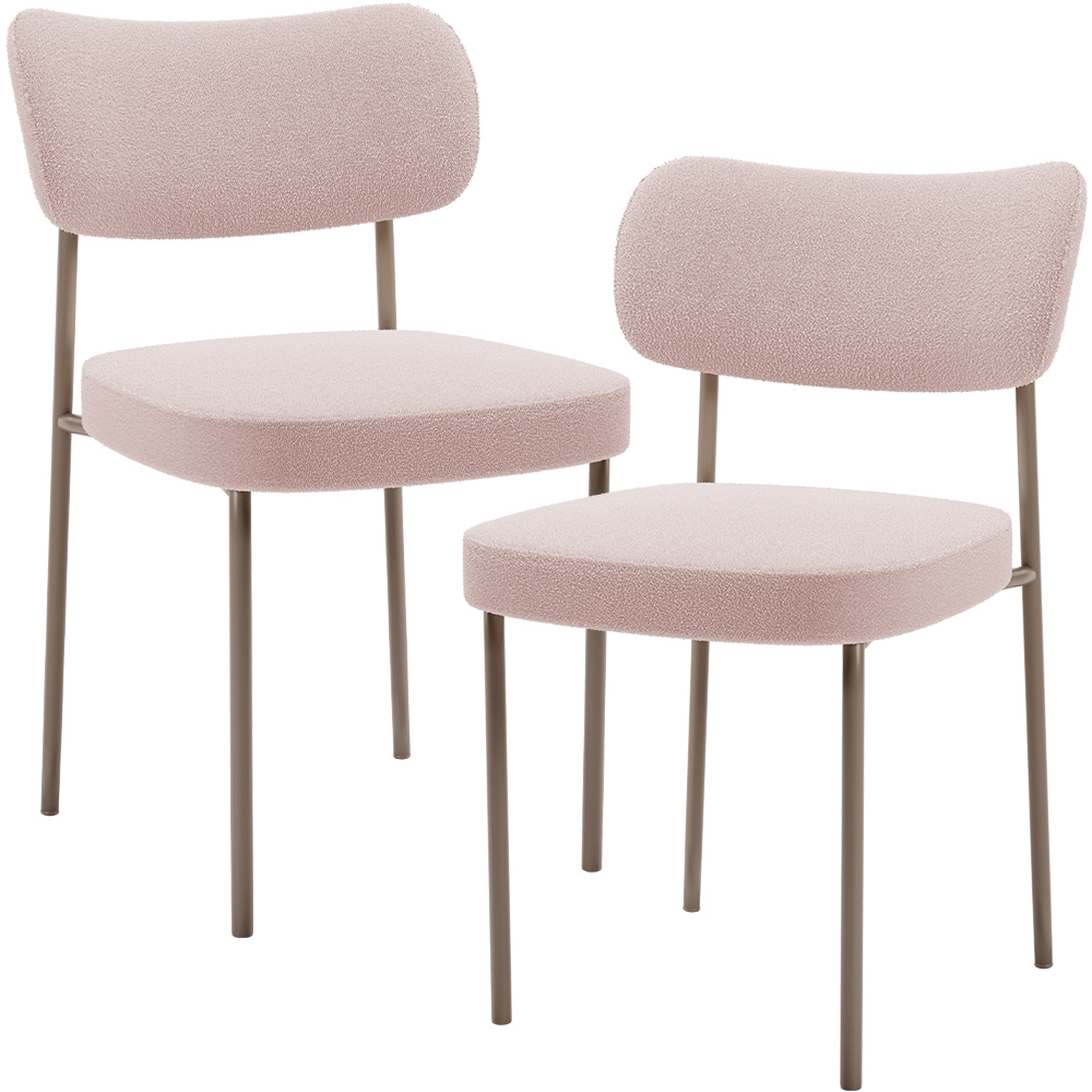 Kit 02 Cadeiras Para Sala De Jantar Melina Base Arena L02 Bouclê Rosê - Lyam Decor