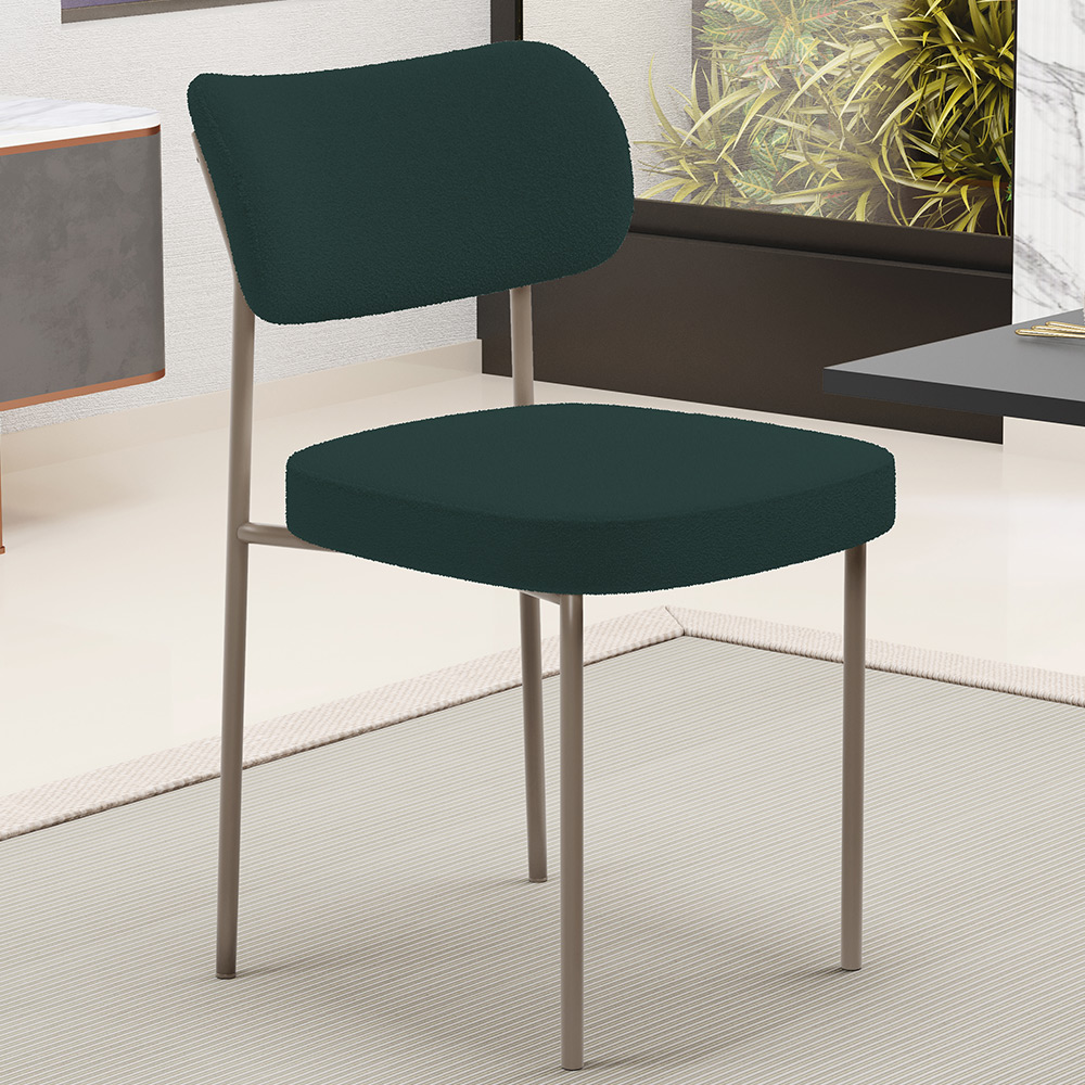 Kit 02 Cadeiras Para Sala De Jantar Melina Base Arena L02 Bouclê Verde - Lyam Decor