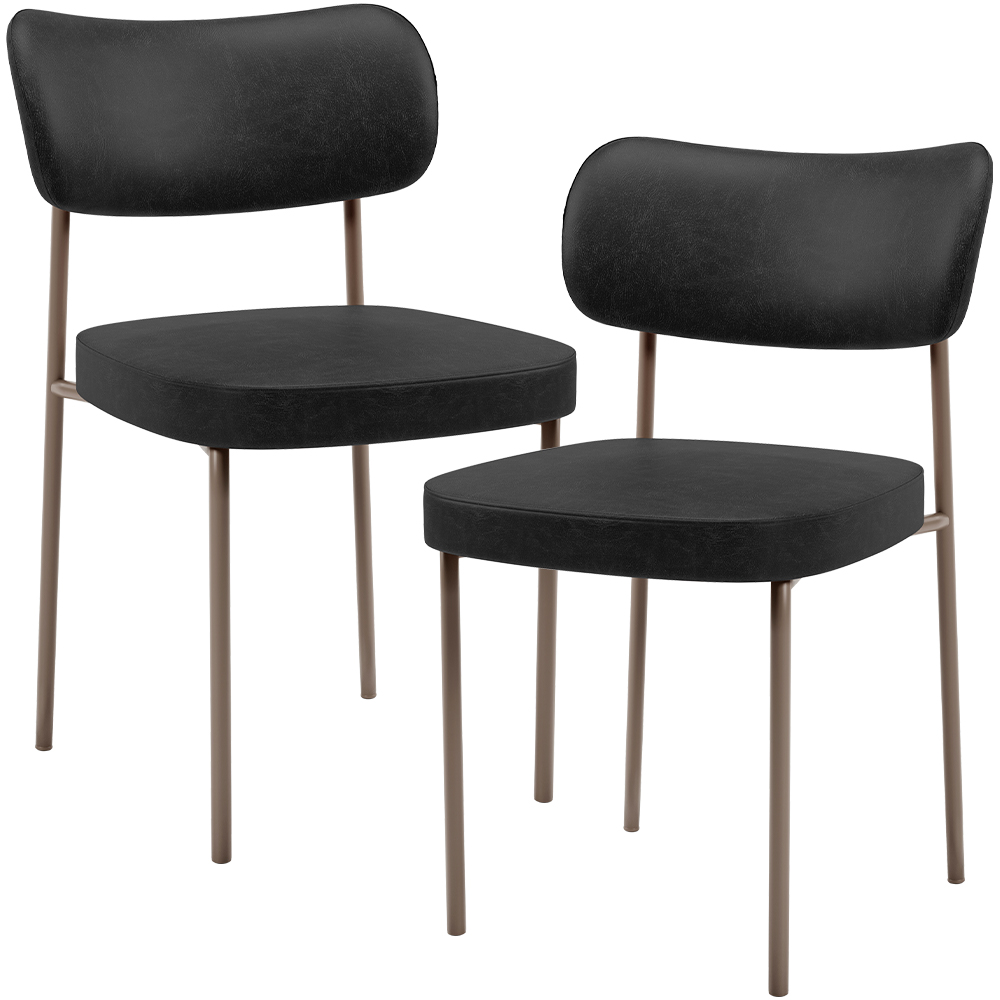 Kit 02 Cadeiras Para Sala De Jantar Melina Base Arena L02 Couríssimo Preto - Lyam Decor