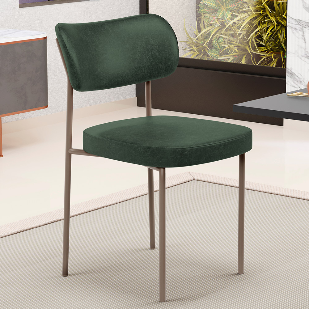 Kit 02 Cadeiras Para Sala De Jantar Melina Base Arena L02 Couríssimo Verde Musgo - Lyam Decor