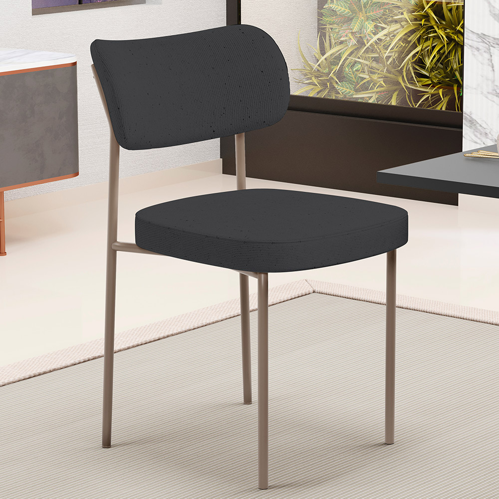 Kit 02 Cadeiras Para Sala De Jantar Melina Base Arena L02 Linho Chumbo - Lyam Decor
