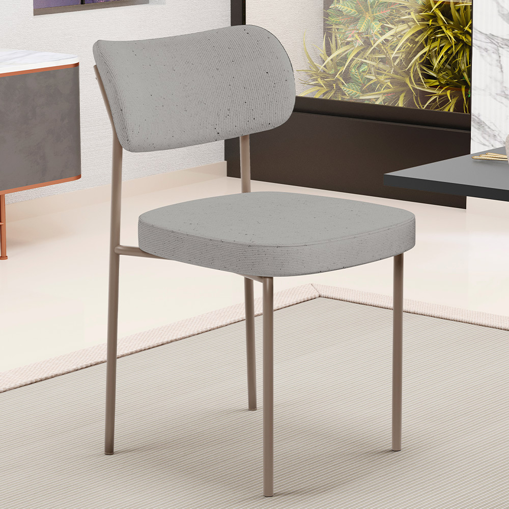Kit 02 Cadeiras Para Sala De Jantar Melina Base Arena L02 Linho Cinza - Lyam Decor