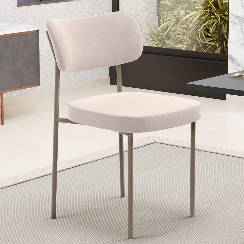 Kit 02 Cadeiras Para Sala De Jantar Melina Base Arena L02 Suede Bege - Lyam Decor