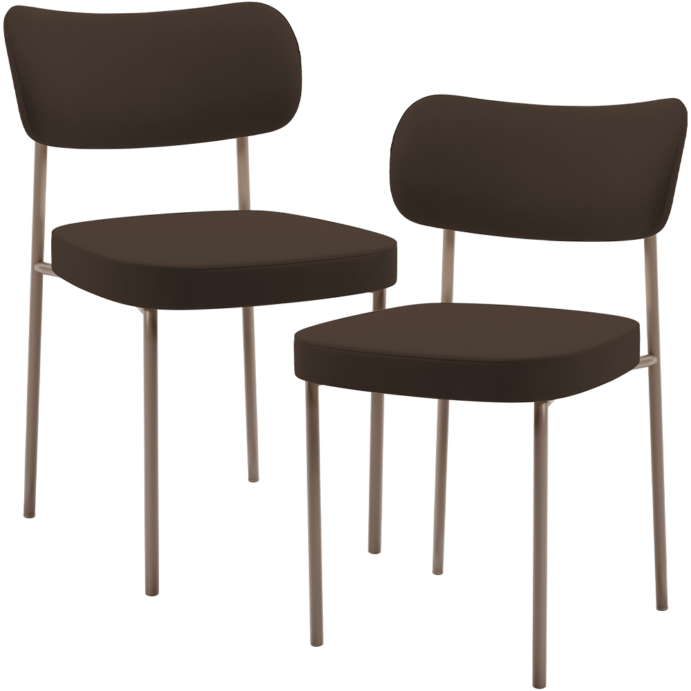 Kit 02 Cadeiras Para Sala De Jantar Melina Base Arena L02 Suede Marrom - Lyam Decor