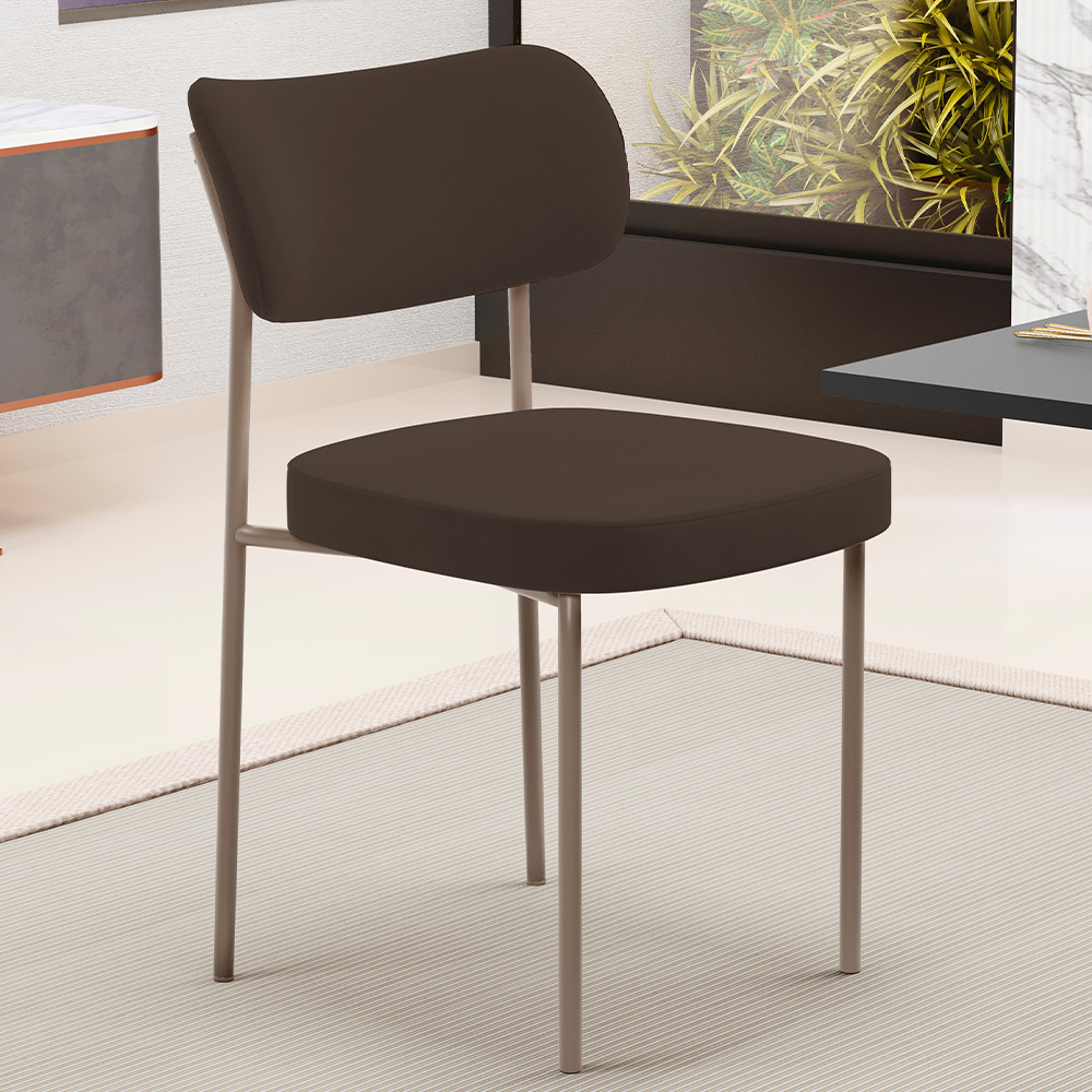 Kit 02 Cadeiras Para Sala De Jantar Melina Base Arena L02 Suede Marrom - Lyam Decor