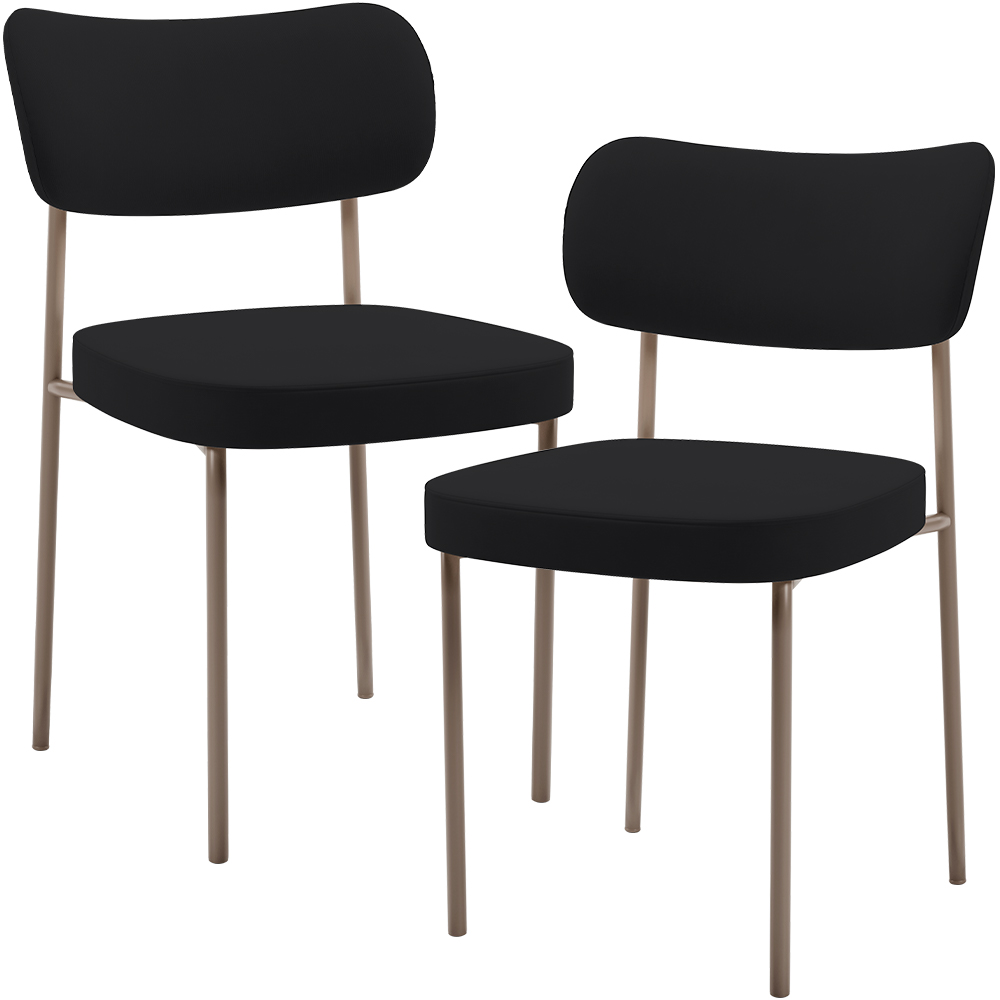 Kit 02 Cadeiras Para Sala De Jantar Melina Base Arena L02 Suede Preto - Lyam Decor